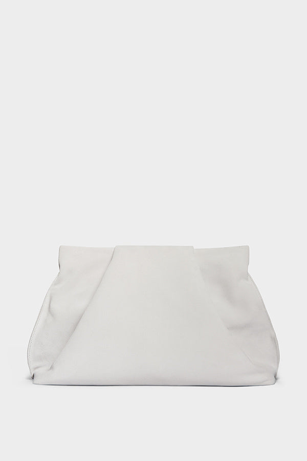 Fold Clutch in Suede White
