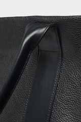 Large Grocer Leather Tote in Grain Black