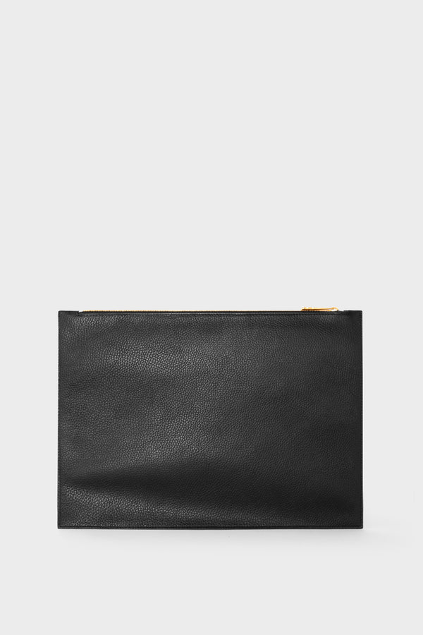 Large Pouch in Grain Black