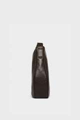 Large Saddle Crossbody Bag in Smooth Dark Brown