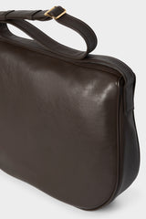 Large Saddle Crossbody Bag in Smooth Dark Brown