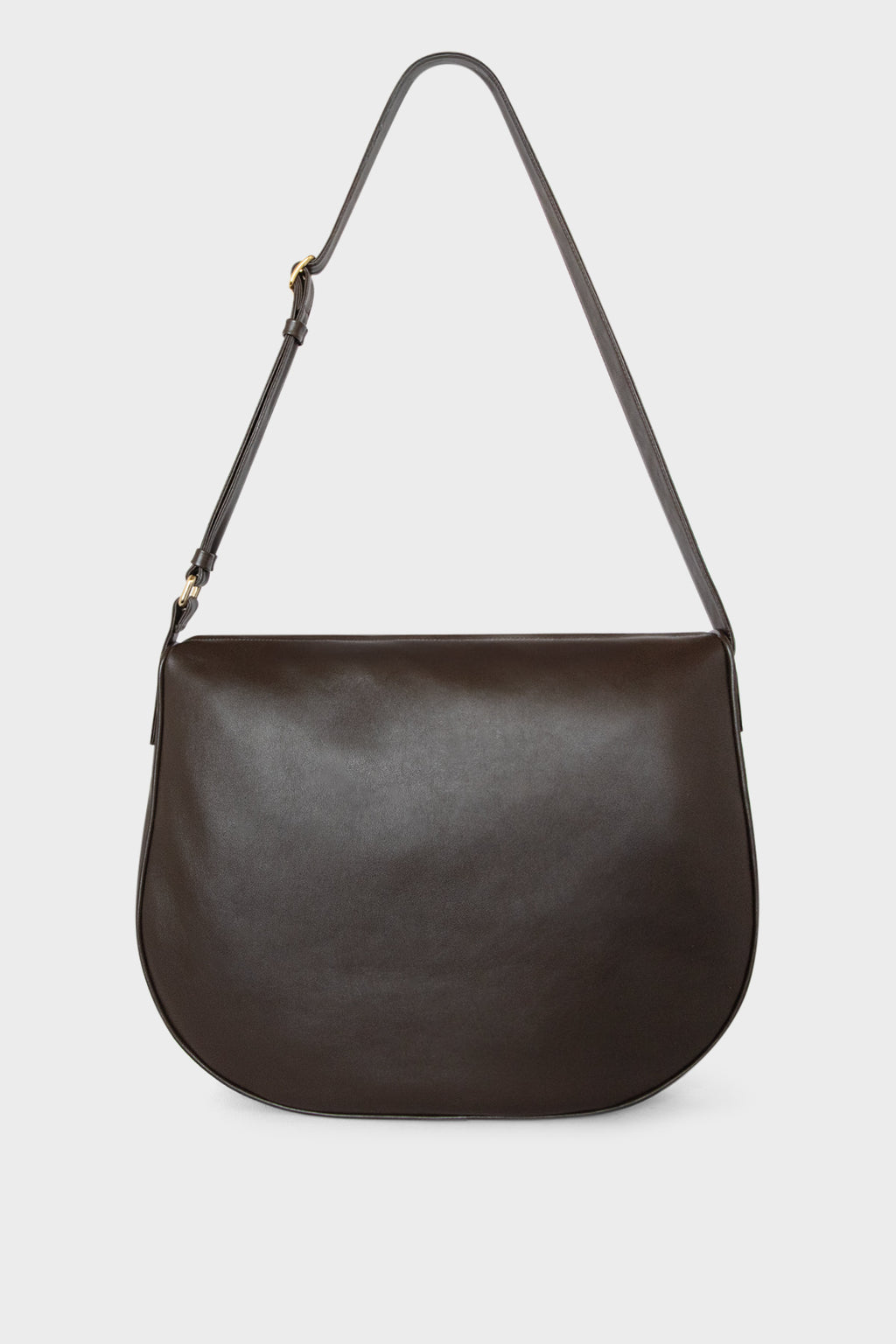 Large Saddle Crossbody Bag in Smooth Dark Brown