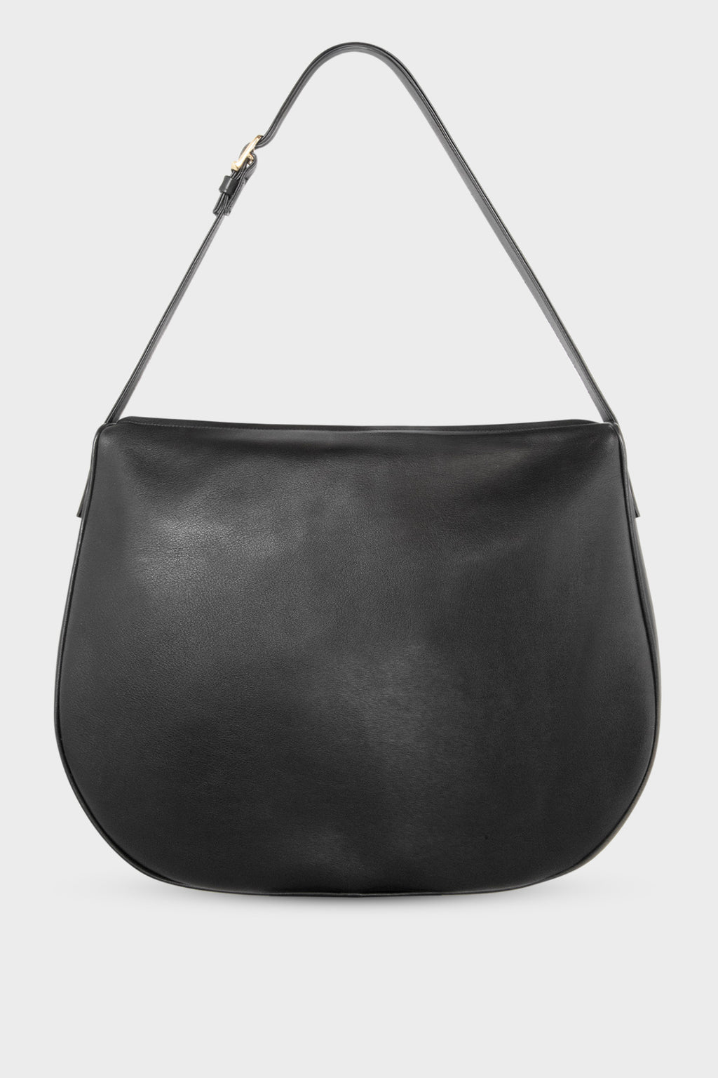 Large Saddle Shoulder Bag in Smooth Black