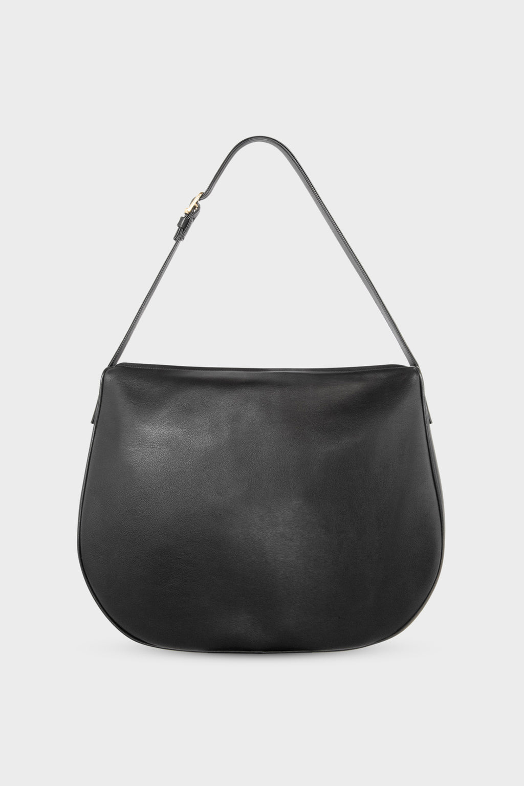 Large Saddle Shoulder Bag in Smooth Black