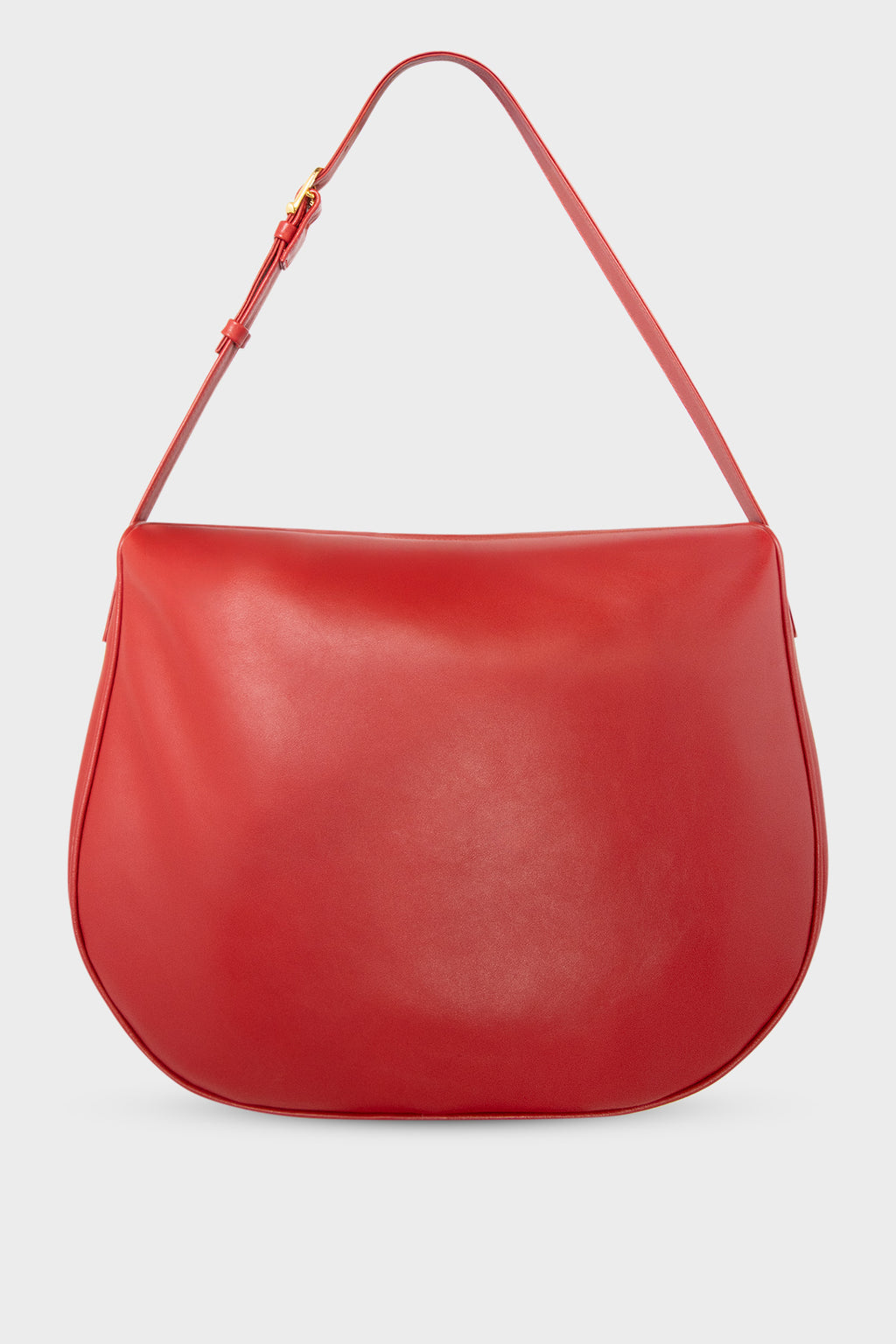 Large Saddle Shoulder Bag in Smooth Red