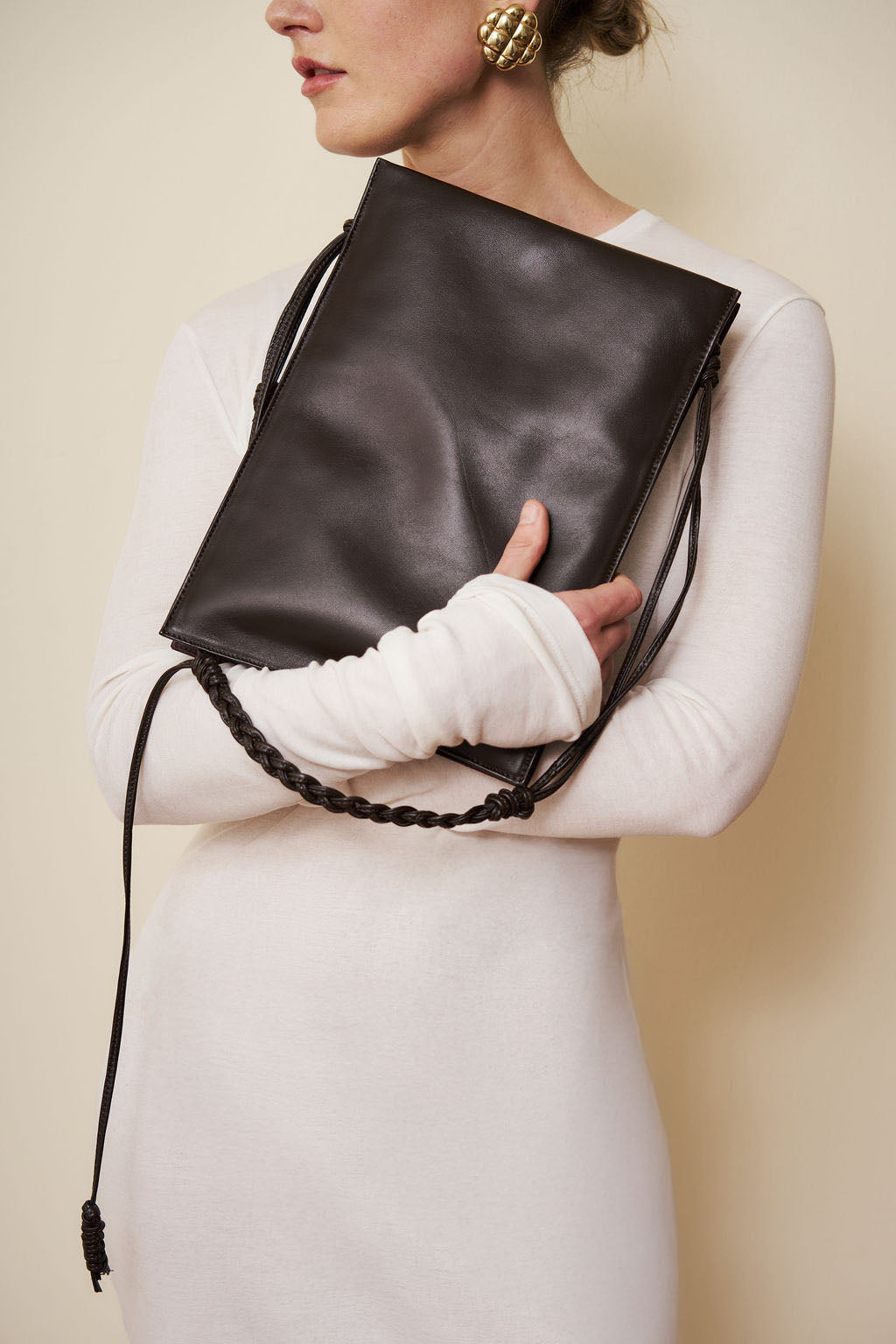 Large Flat Bag in Dark Brown and Burgundy