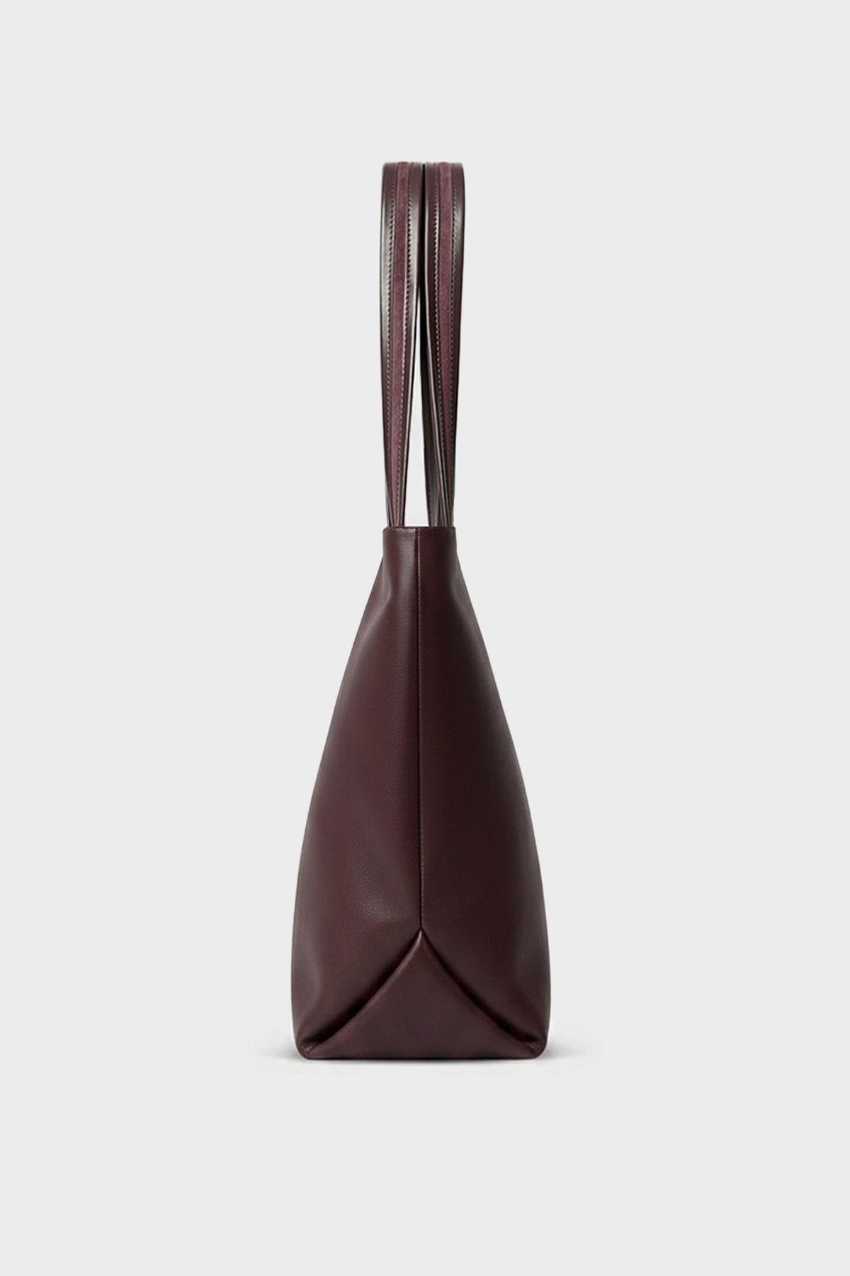 Large Simple Fold Tote in Smooth Burgundy