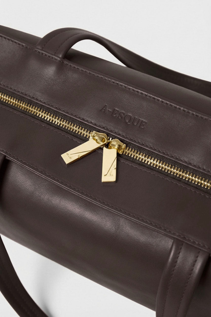 Large Simple Fold Tote in Smooth Dark Brown