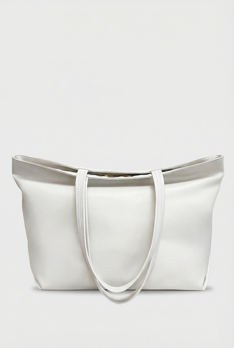 Large Simple Fold Tote in Smooth Off White