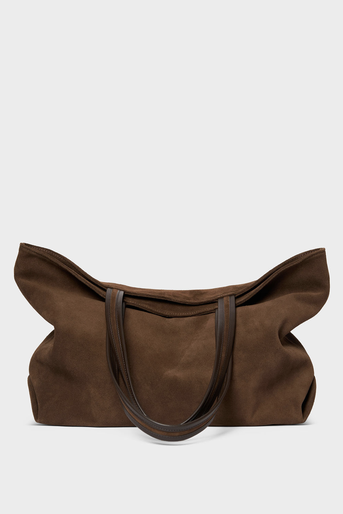 Large Simple Fold Tote in Suede Chestnut
