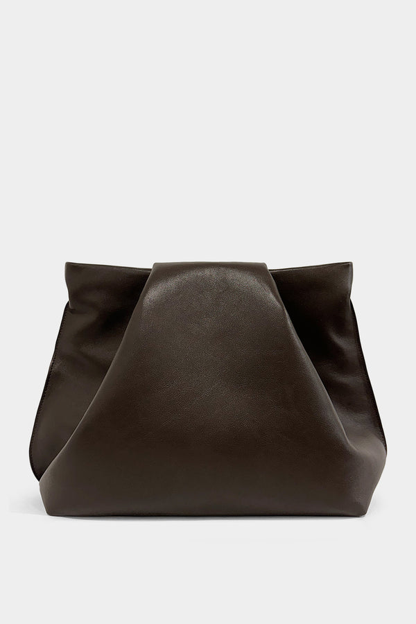 Large Fold Clutch in Smooth Dark Brown