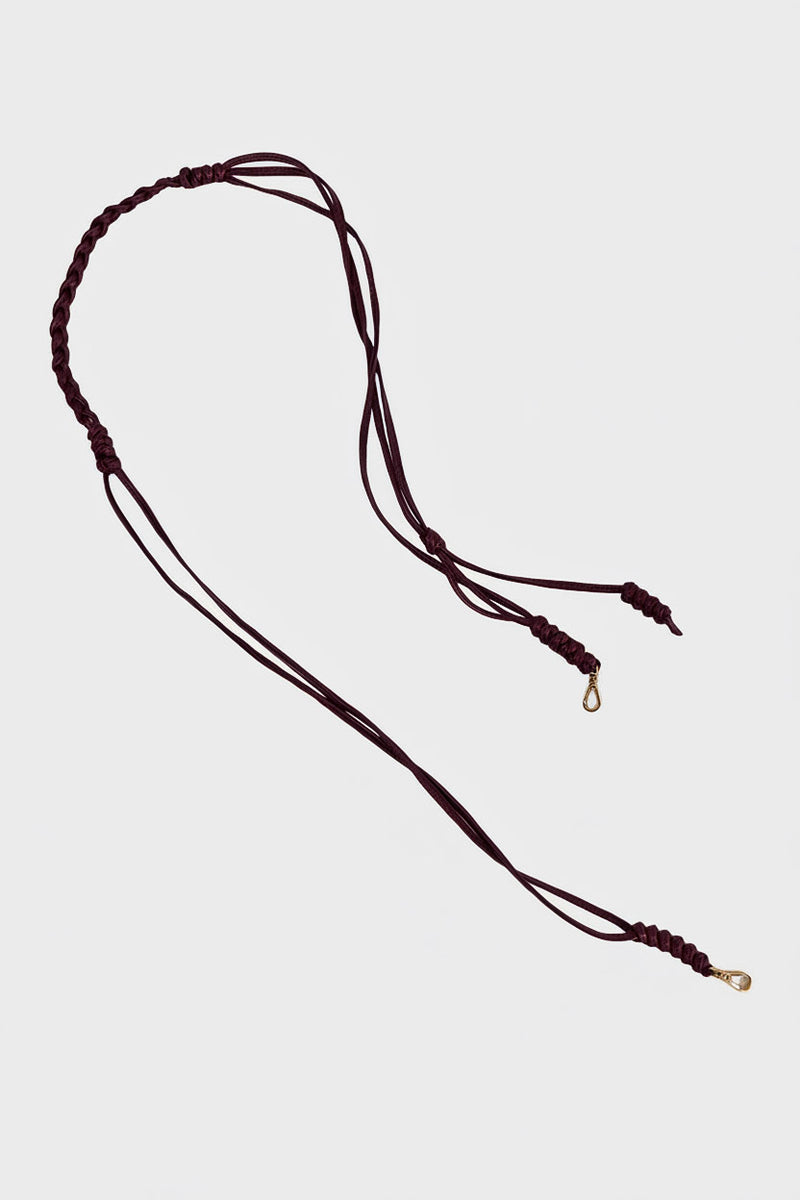 Long Braided Strap in Smooth Burgundy