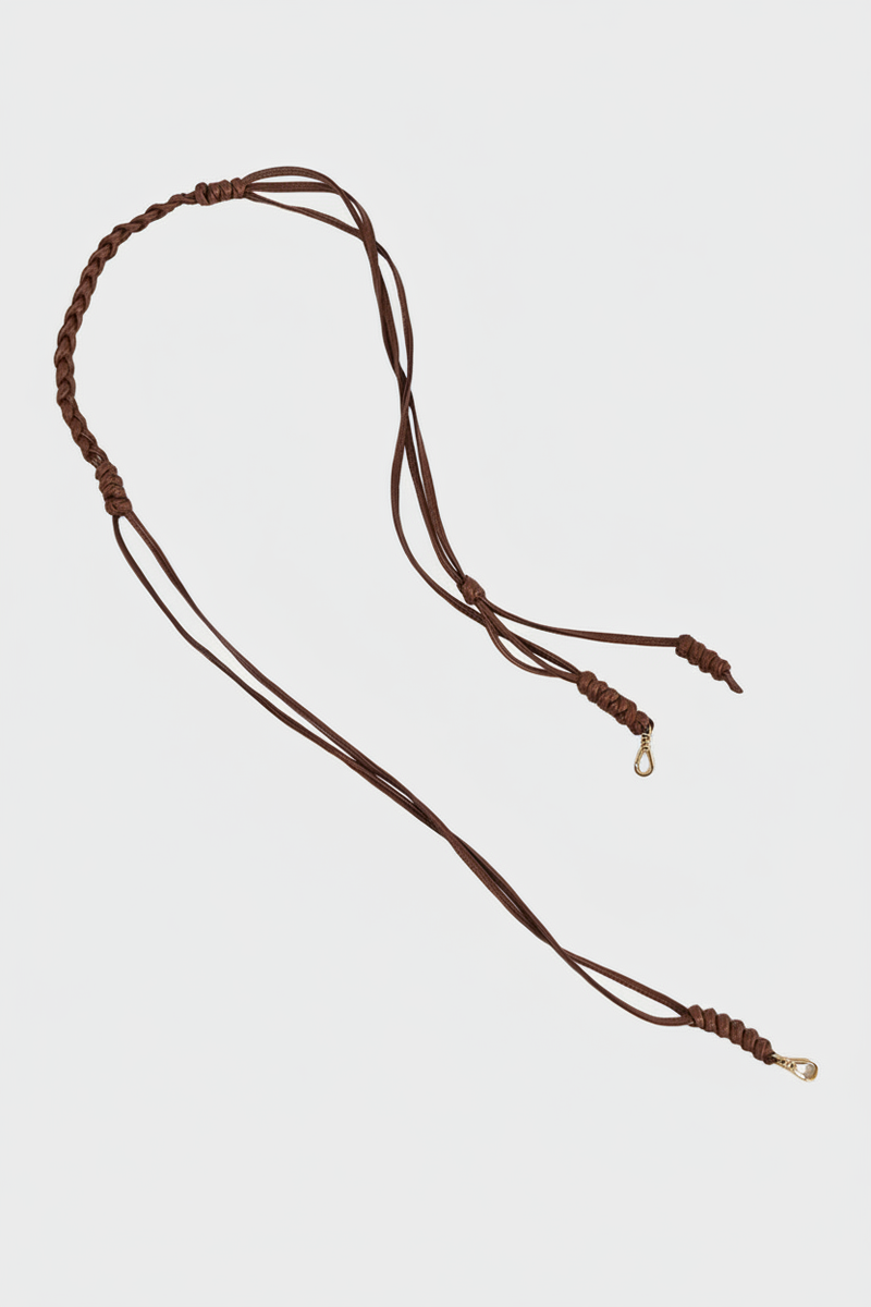 Long Braided Strap in Smooth Chestnut