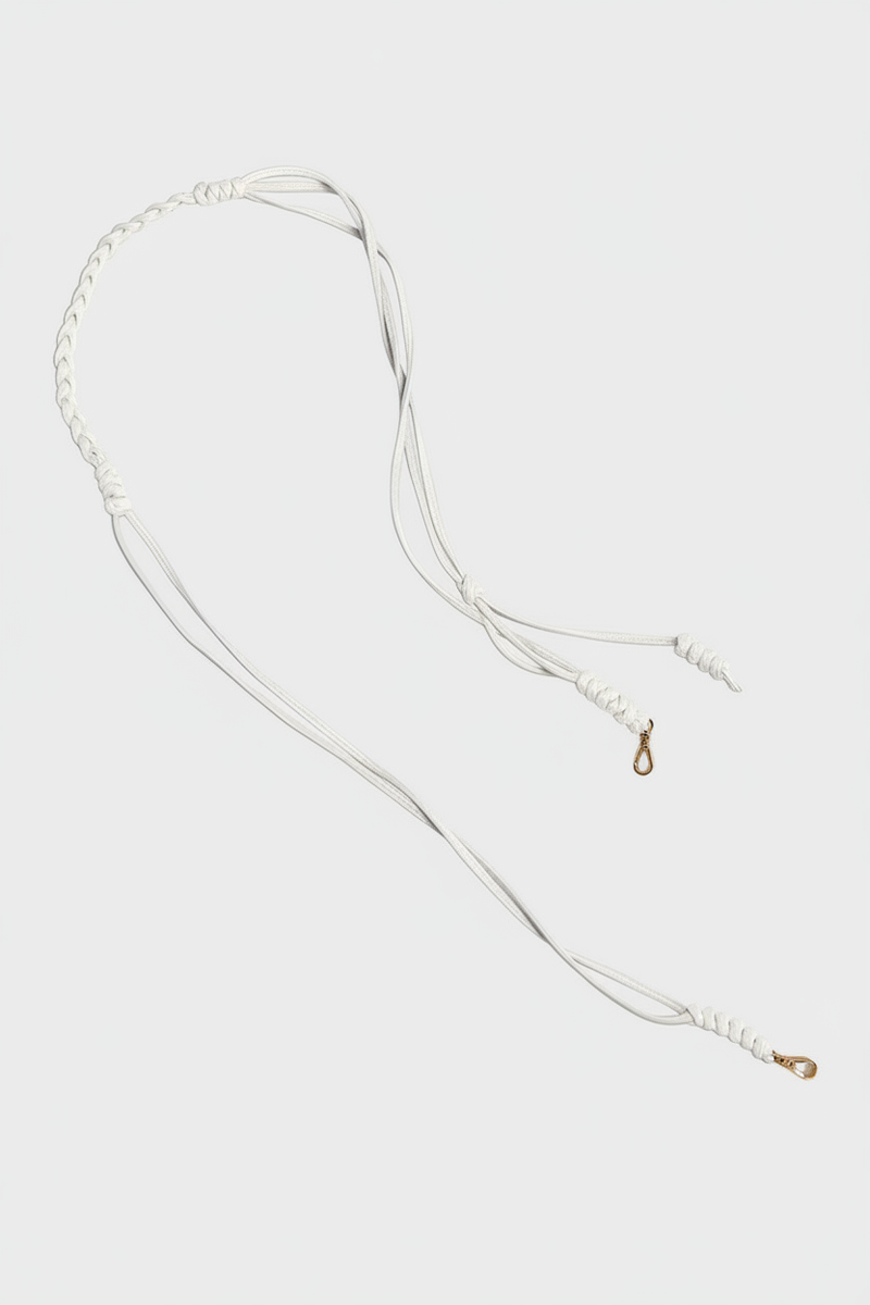 Long Braided Strap in Smooth Off White