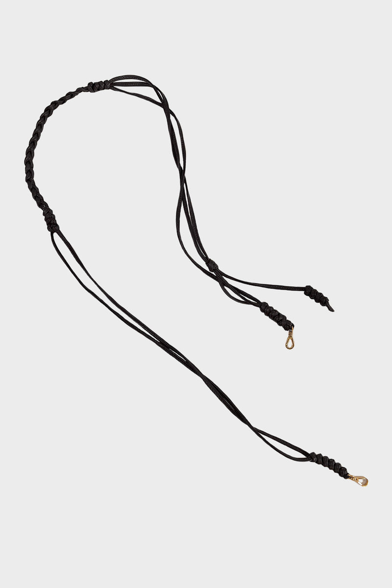 Long Braided Strap in Smooth Black