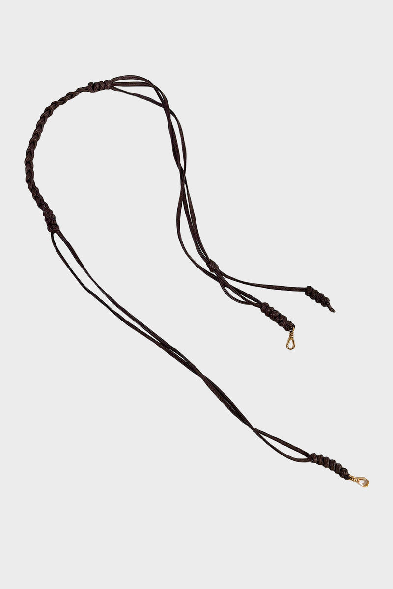 Long Braided Strap in Smooth Dark Brown