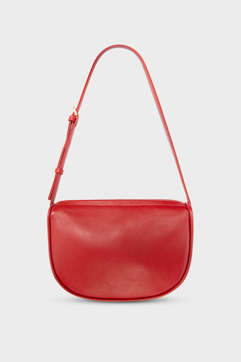 Mini Saddle Shoulder Bag in Smooth Red