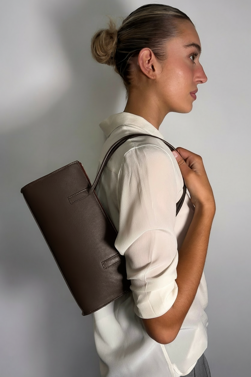 Cylinder Shoulder Bag in Smooth Dark Brown