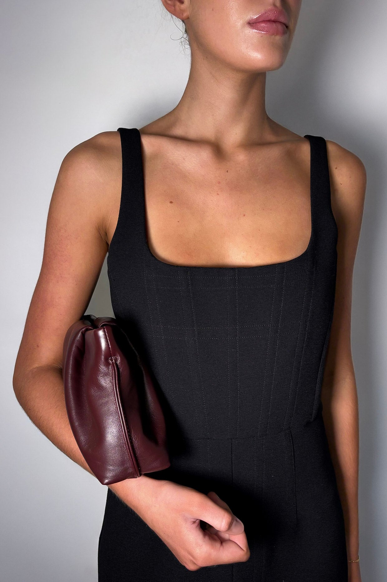 Midi Fold Clutch in Smooth Burgundy