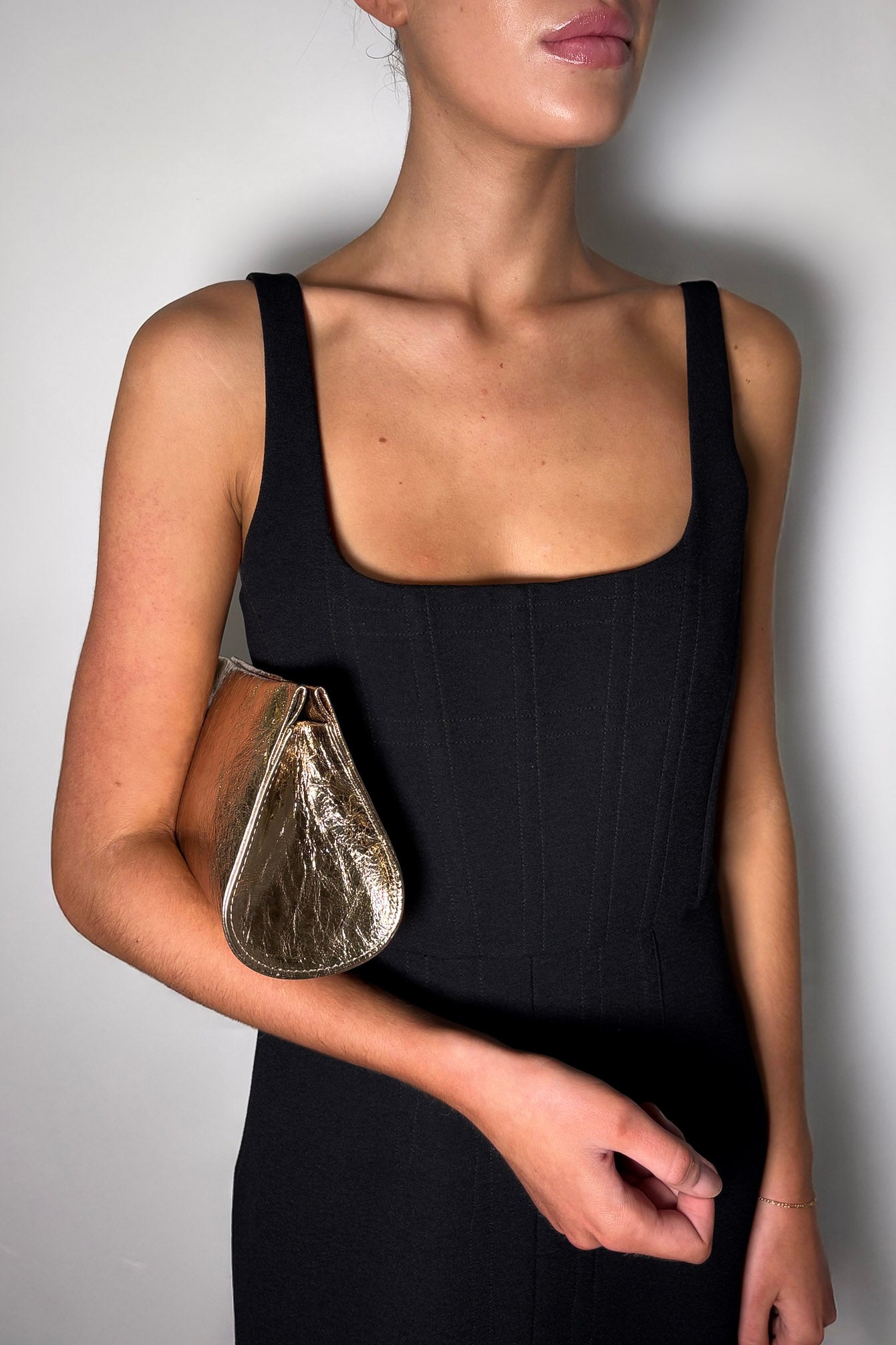 Mini Teardrop Clutch in Metallic Gold