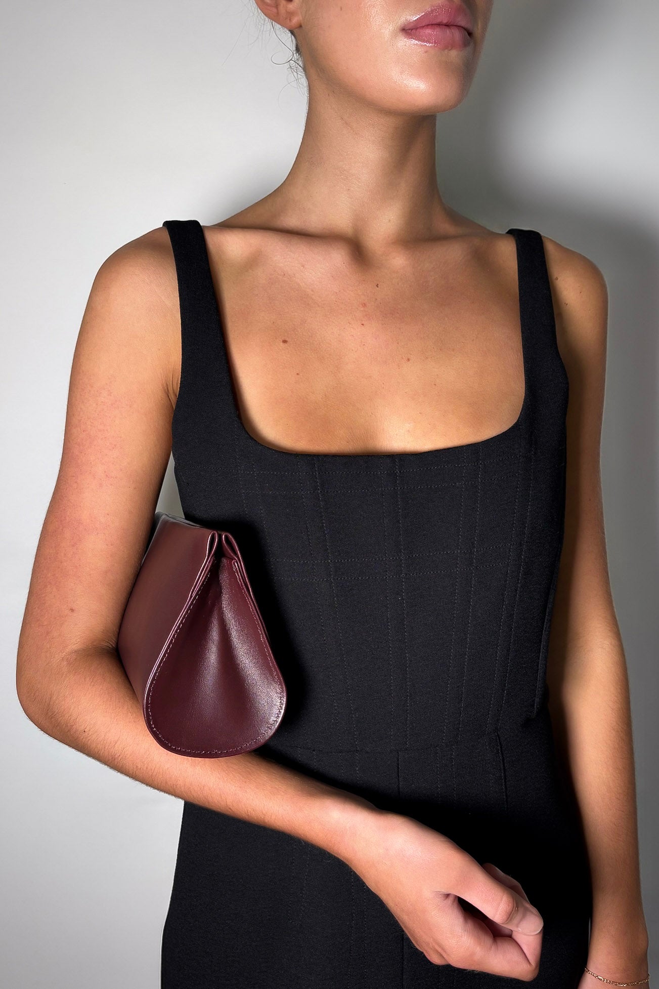 Mini Teardrop Clutch in Smooth Burgundy