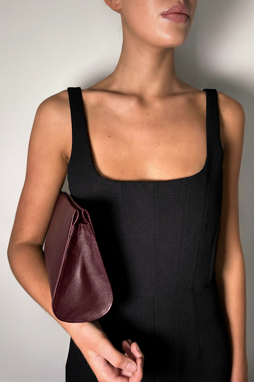 Teardrop Clutch in Smooth Burgundy