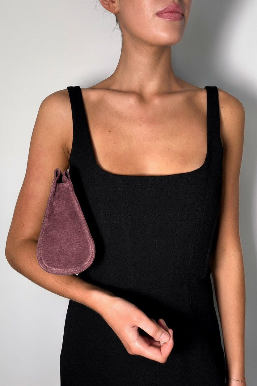 Teardrop Clutch in Suede Plum