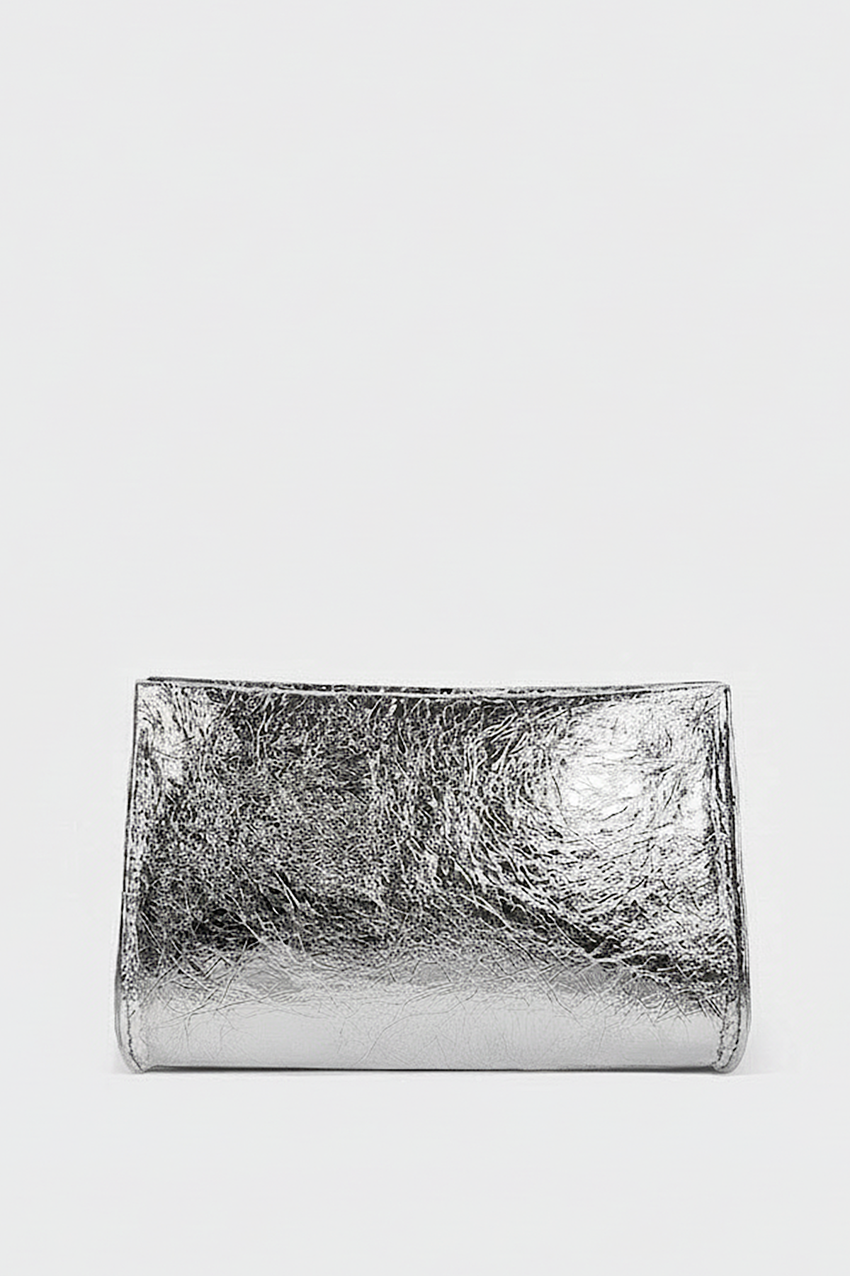 Teardrop Clutch in Metallic Silver
