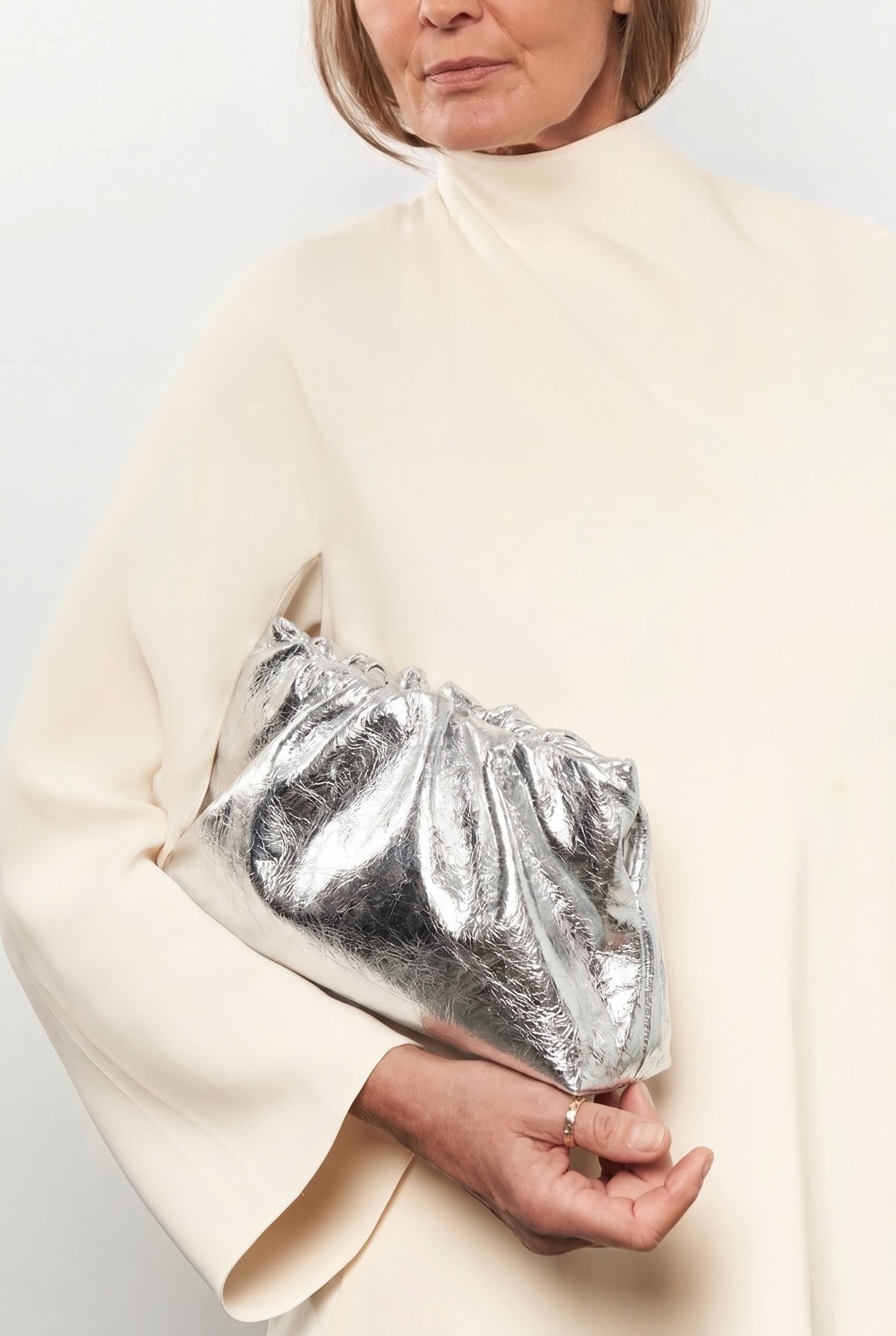 Midi Puffa in Metallic Silver