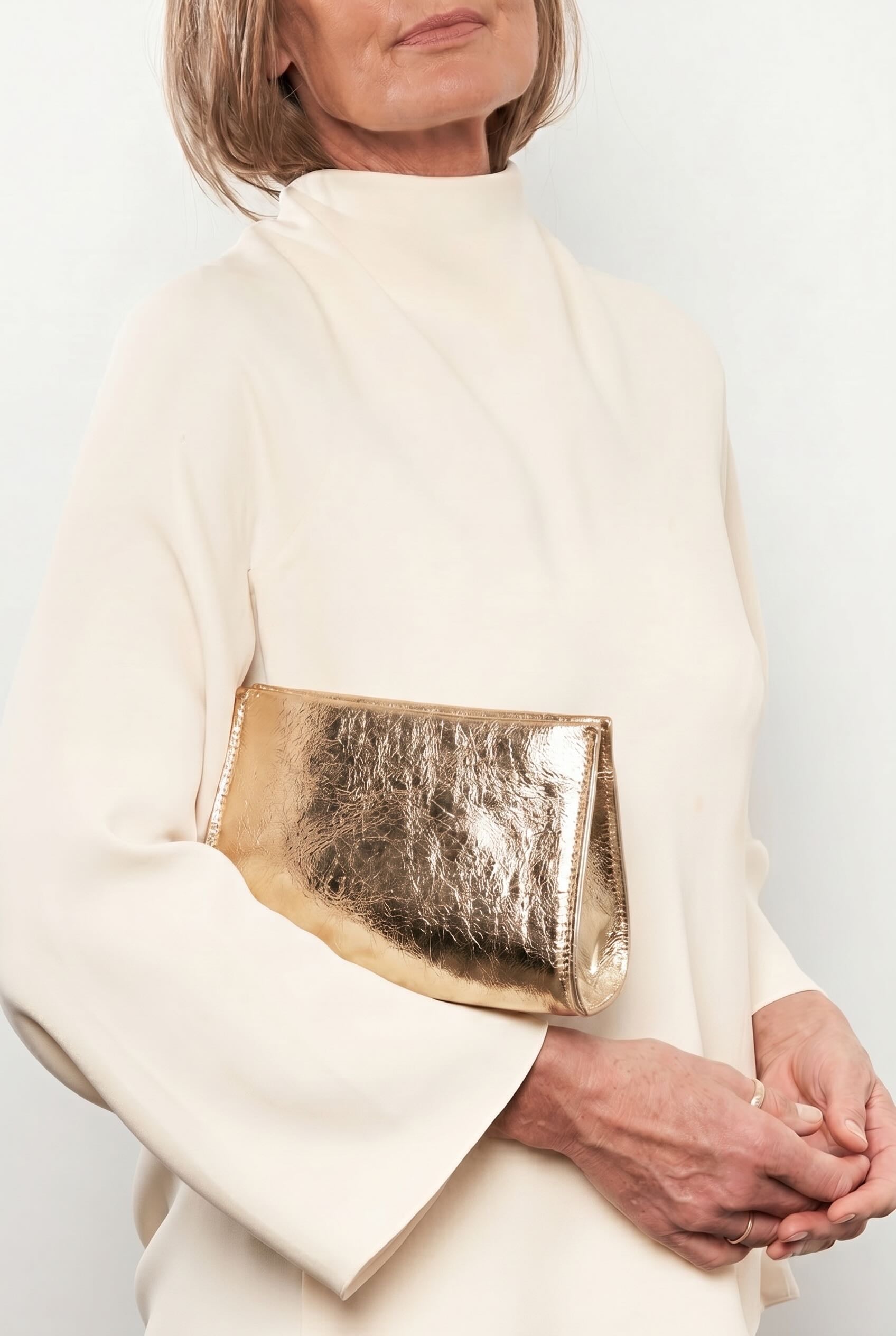Mini Teardrop Clutch in Metallic Gold