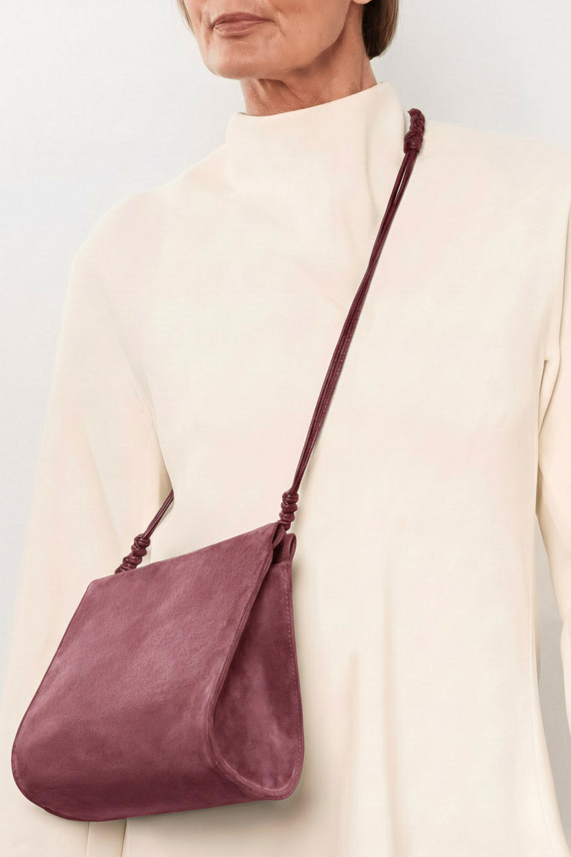 Teardrop Clutch in Suede Plum