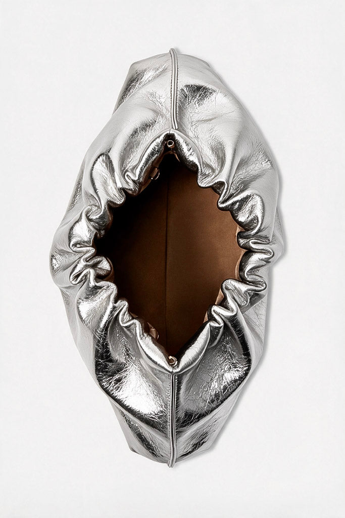 Midi Cloud Bag in Metallic Silver