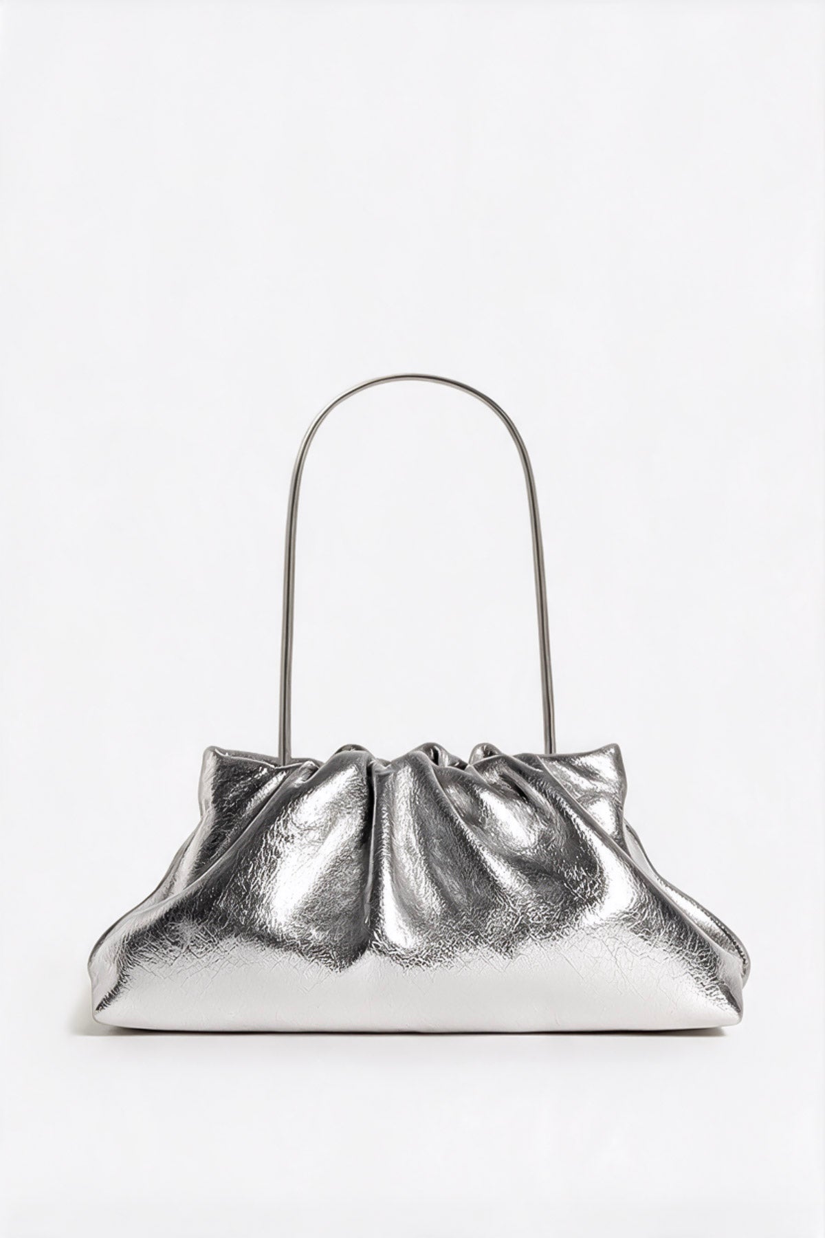 Midi Cloud Bag in Metallic Silver