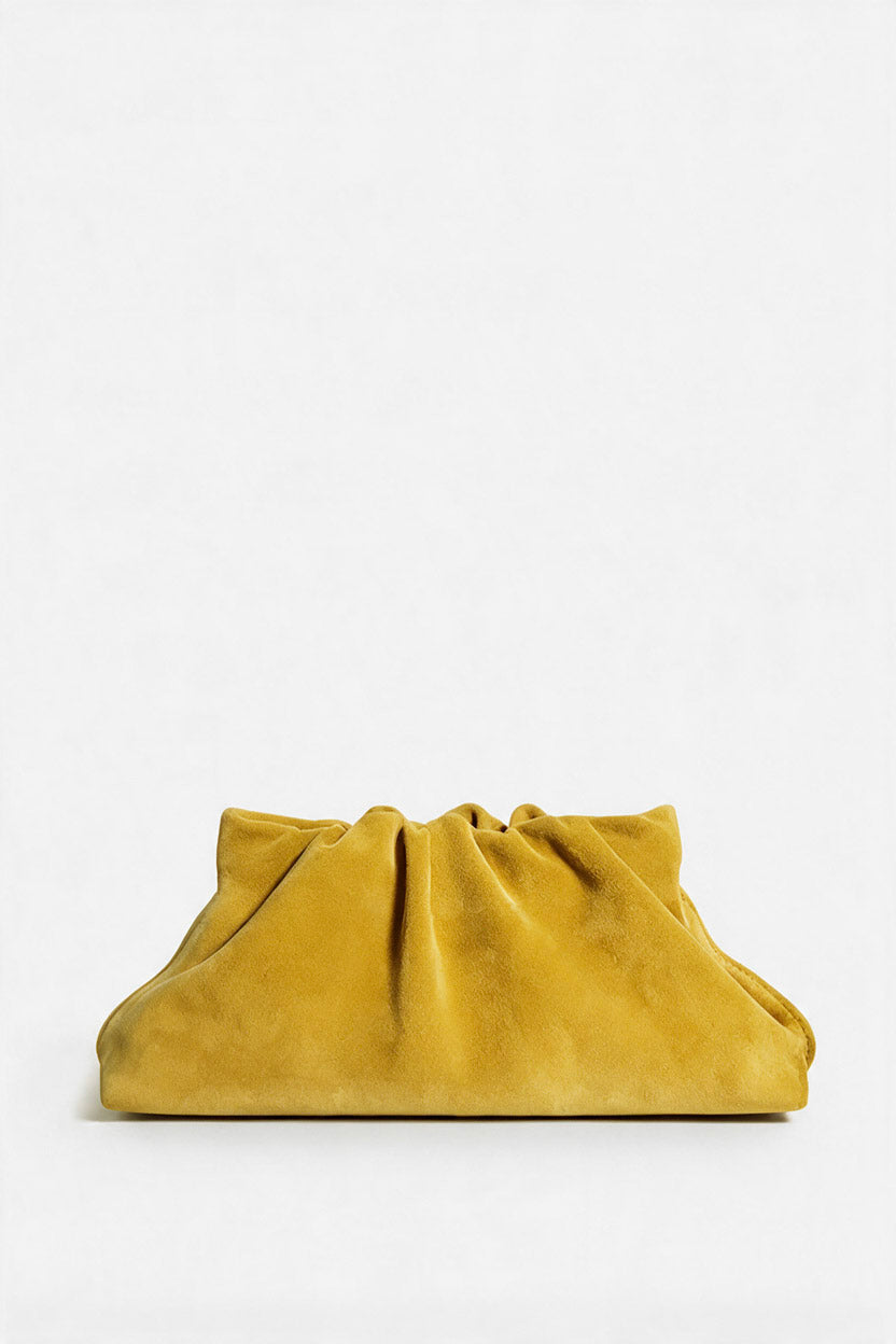 Midi Cloud Bag in Suede Mustard