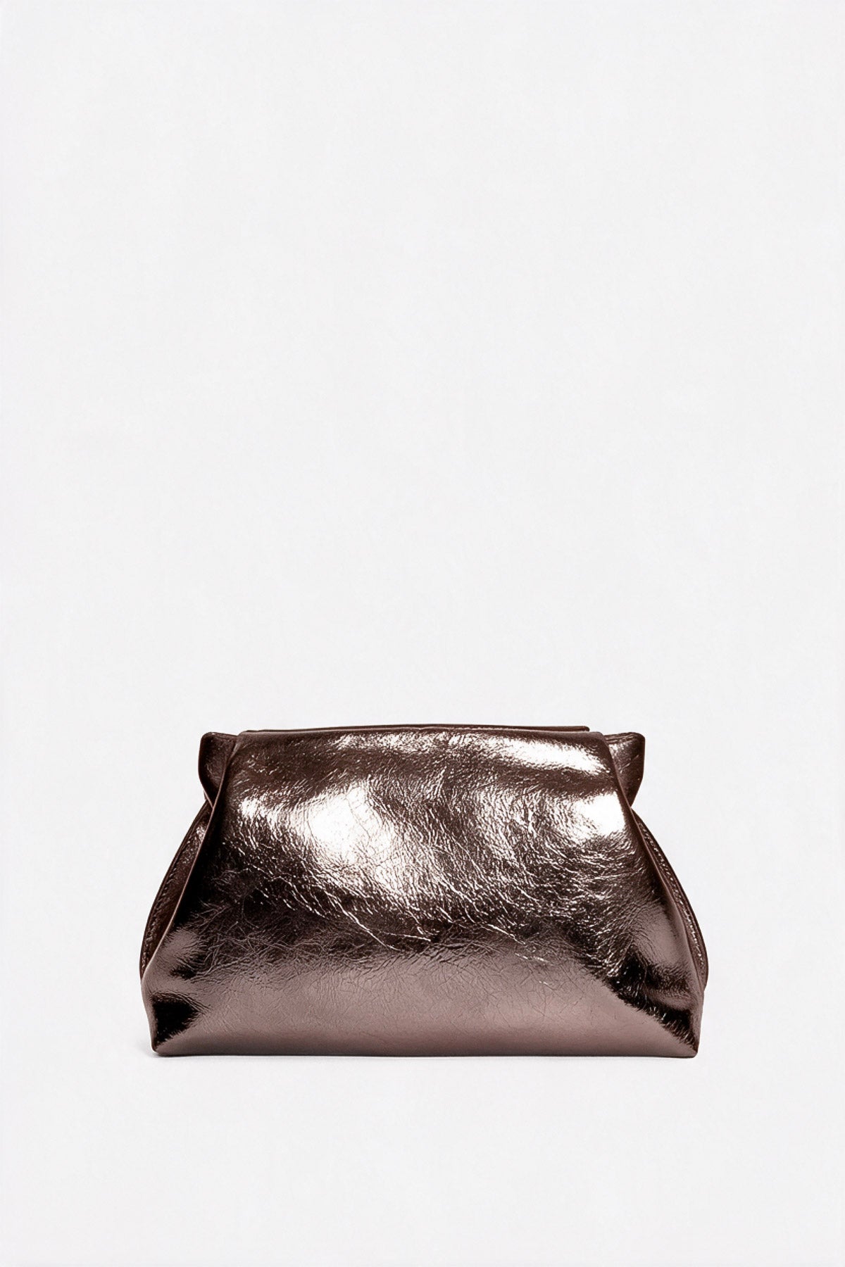 Midi Curve Clutch in Metallic Brown