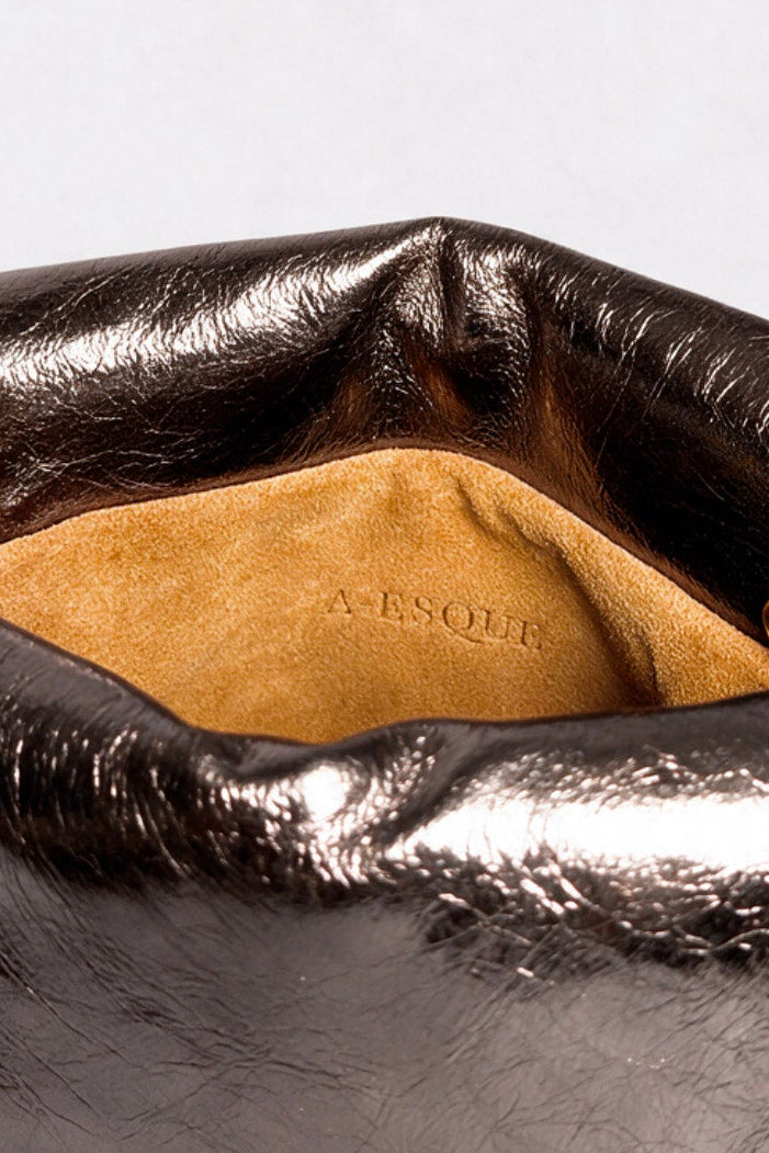 Midi Curve Clutch in Metallic Brown