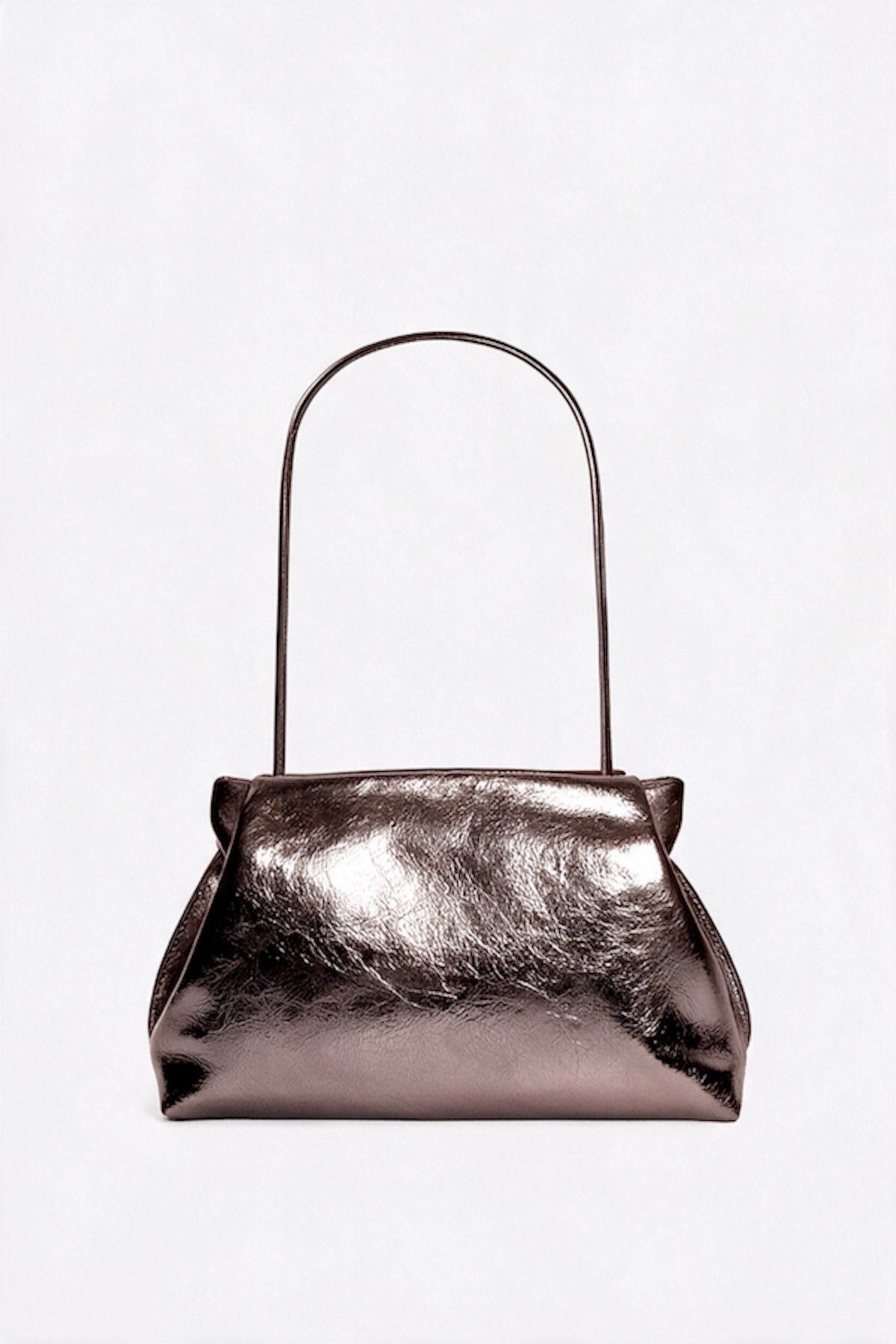 Midi Curve Clutch in Metallic Brown