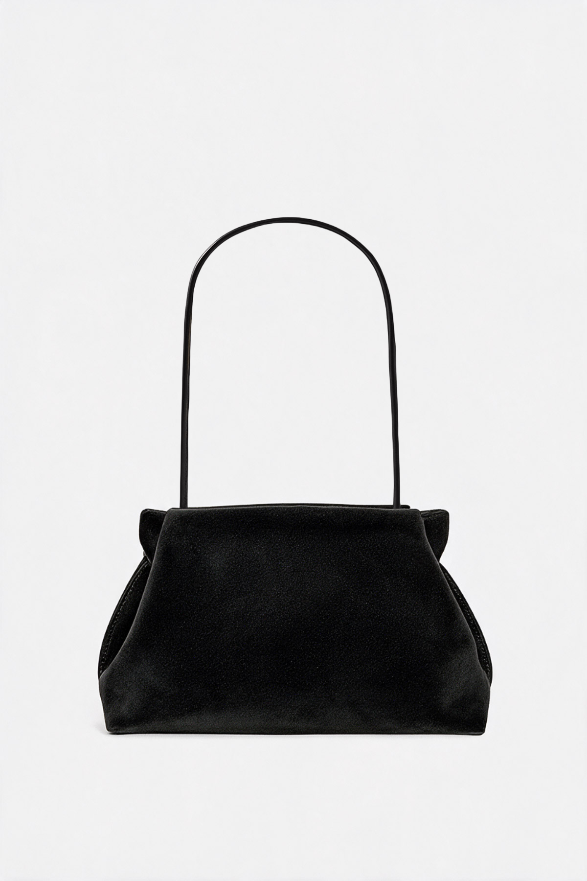 Midi Curve Clutch in Suede Black