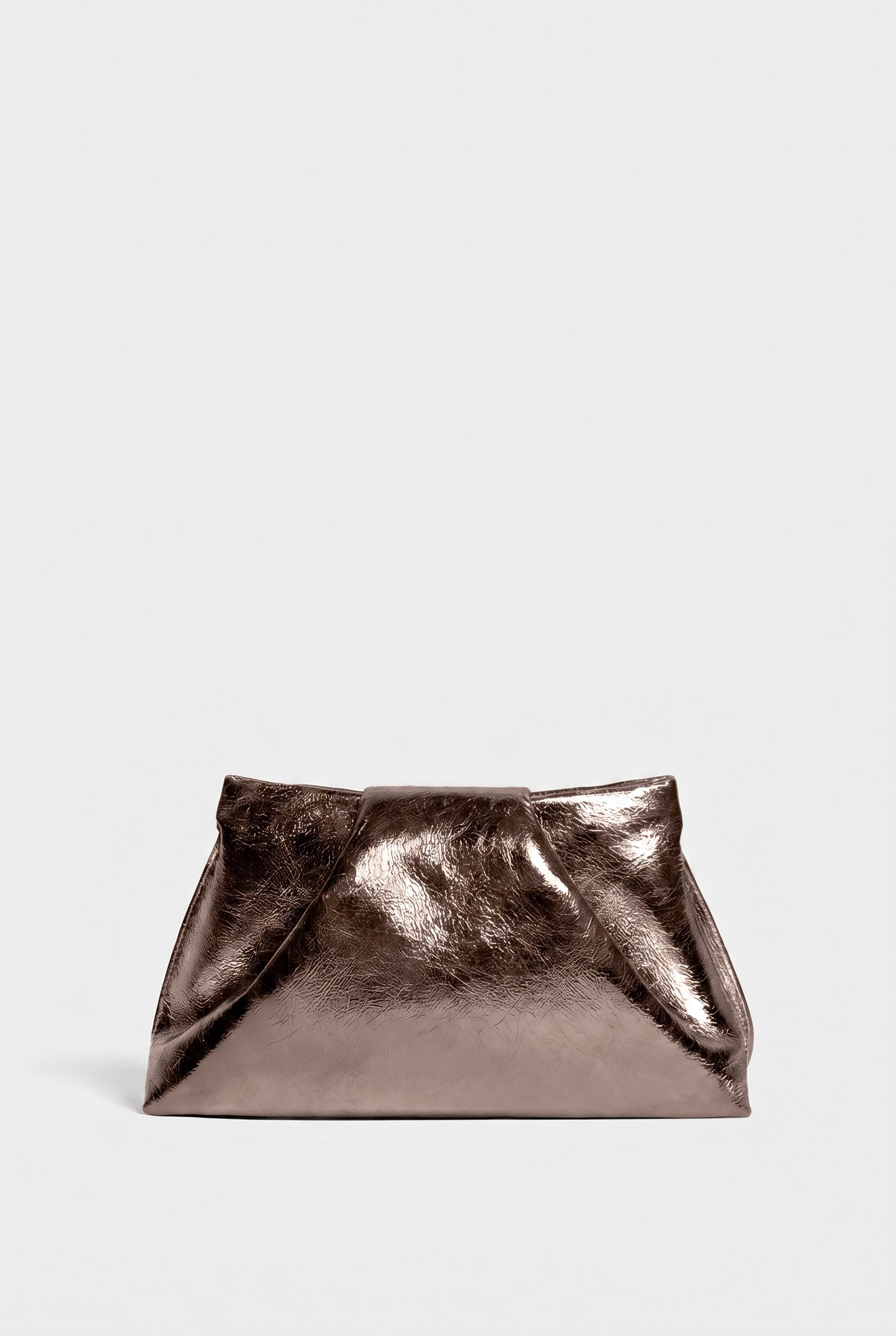 Midi Fold Clutch in Metallic Brown