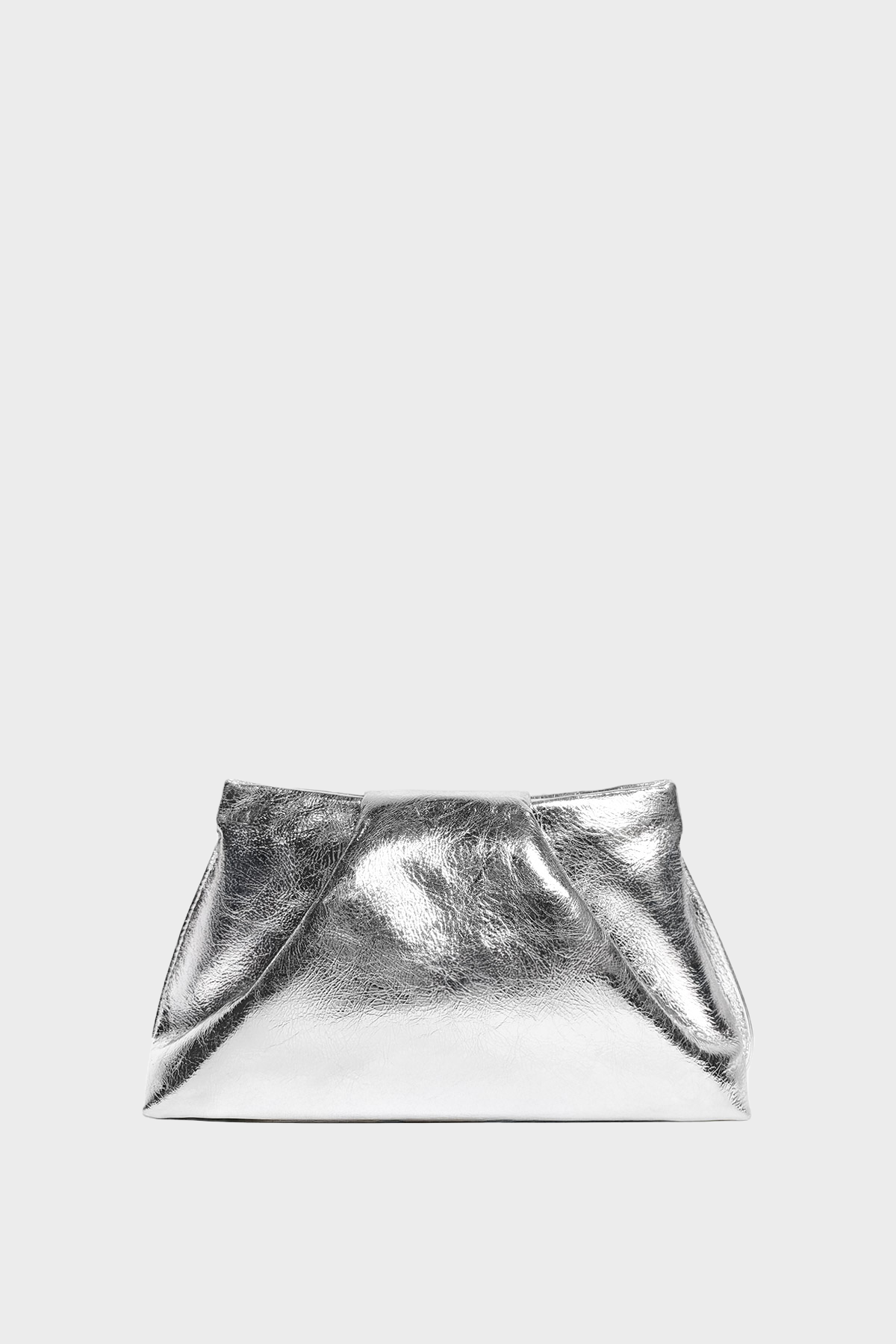 Midi Fold Clutch in Metallic Silver