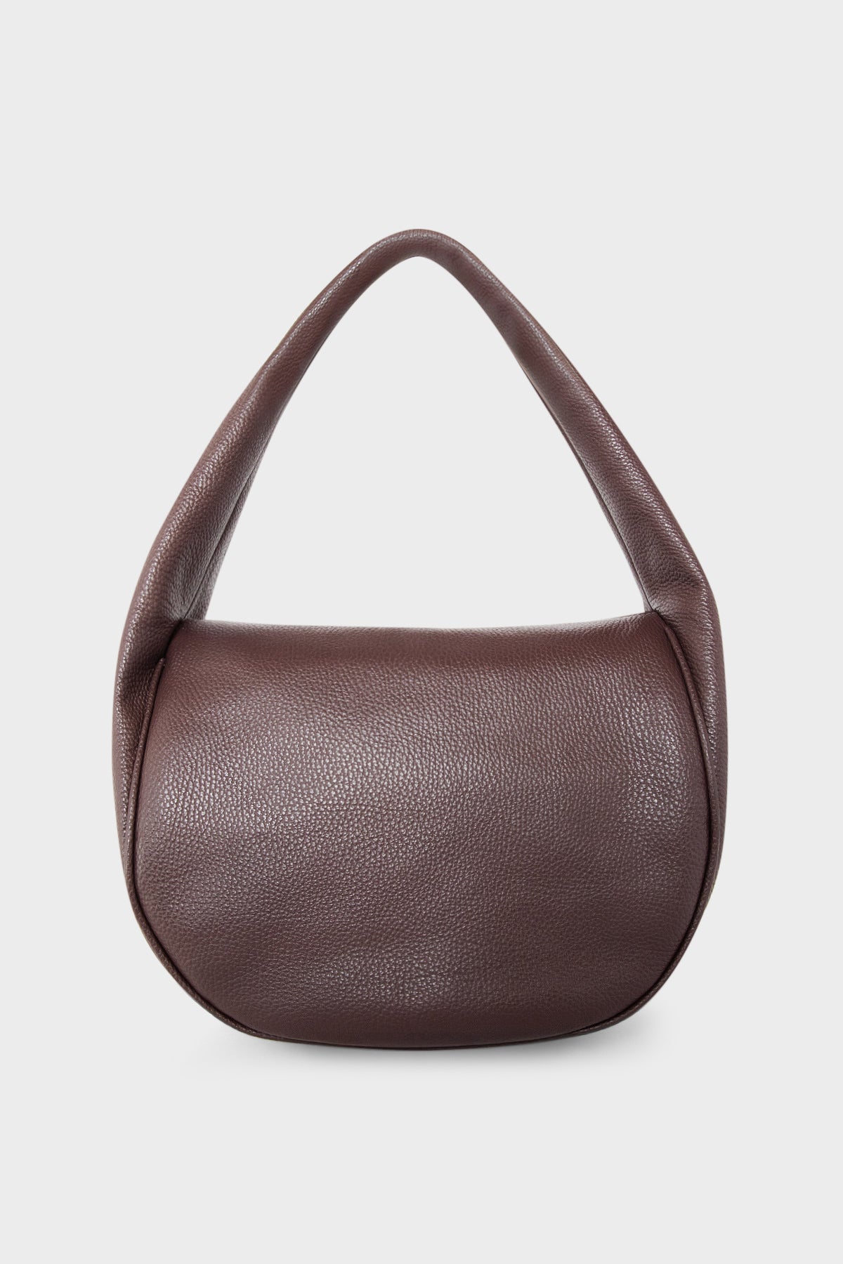 A mid-sized burgundy shoulder bag with a hobo inspired design made of fine Italian grain leather.