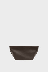 Small Trapezoid Clutch in Grain Dark Brown