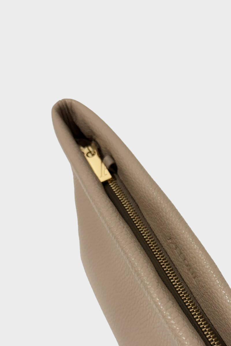 Small Trapezoid Clutch in Grain Elephant