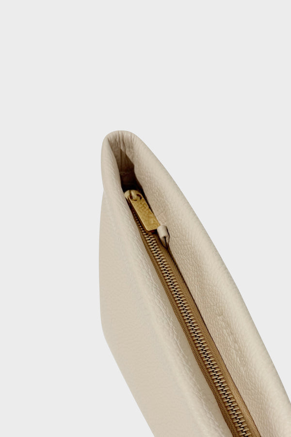 Small Trapezoid Clutch in Grain White Wash