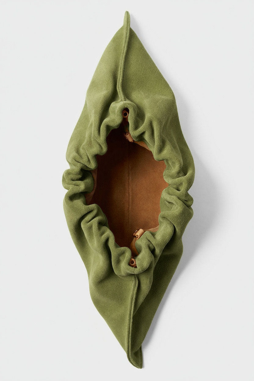 Mini Cloud Clutch in Suede Matcha