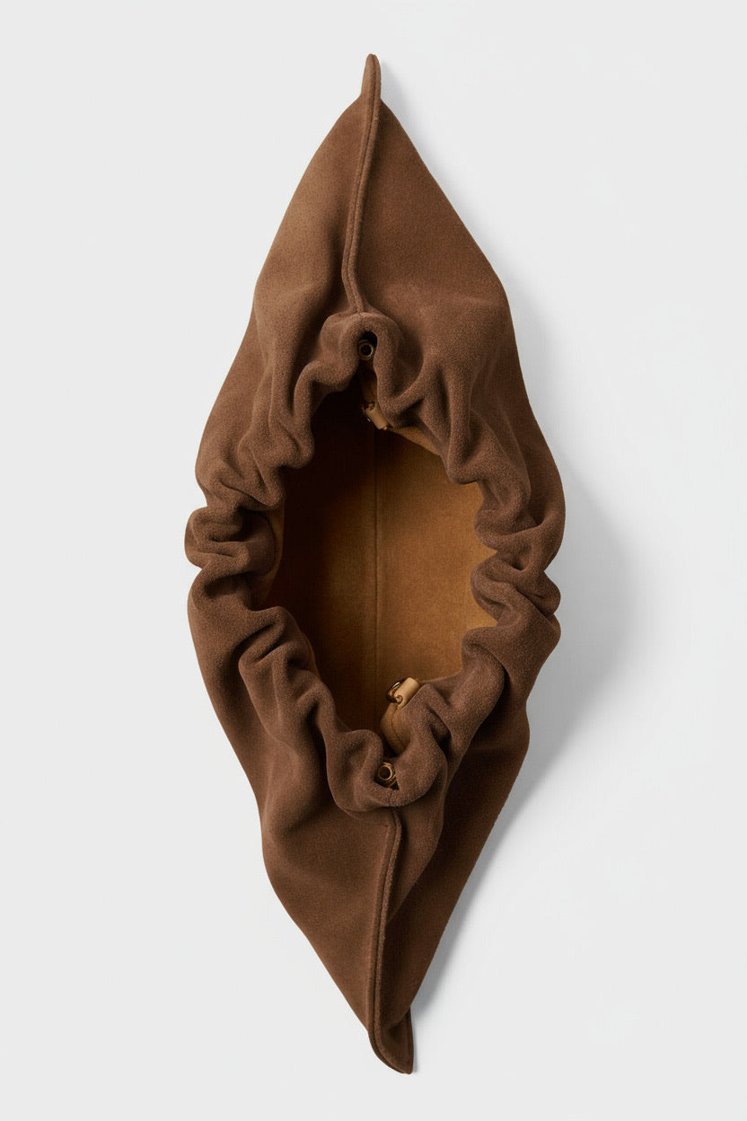 Mini Cloud Clutch in Suede Chestnut