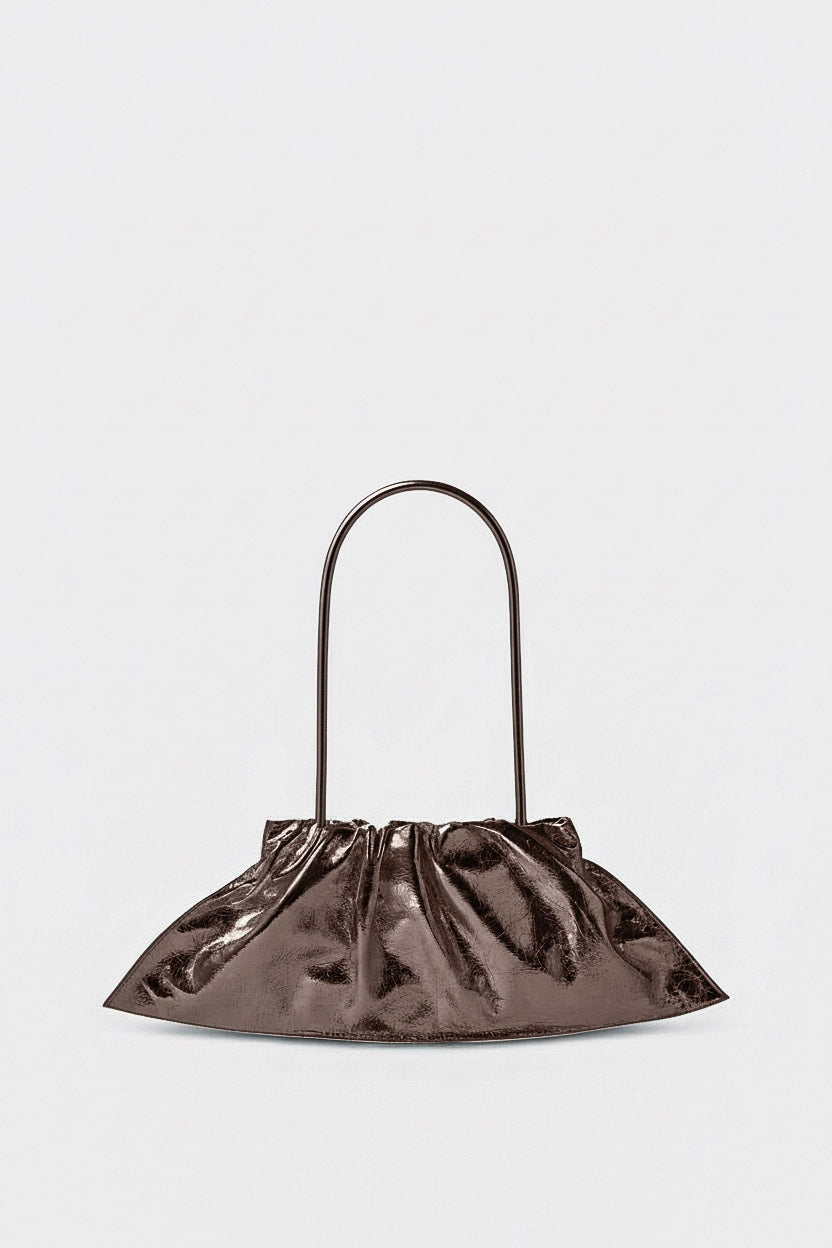 Mini Cloud Clutch in Metallic Brown