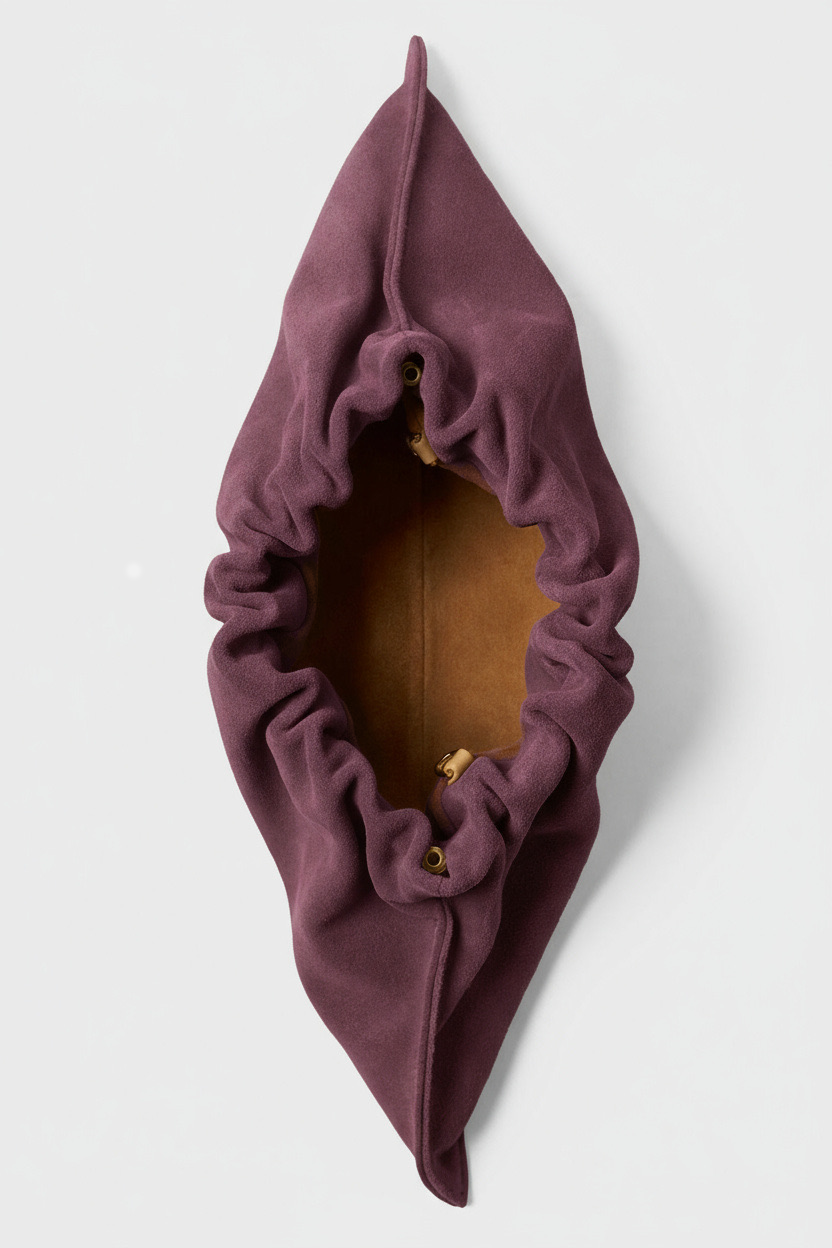 Mini Cloud Clutch in Suede Plum