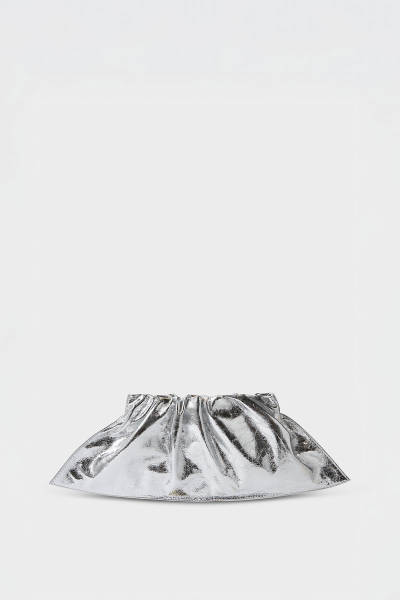 Mini Cloud Clutch Bag in Metallic Silver