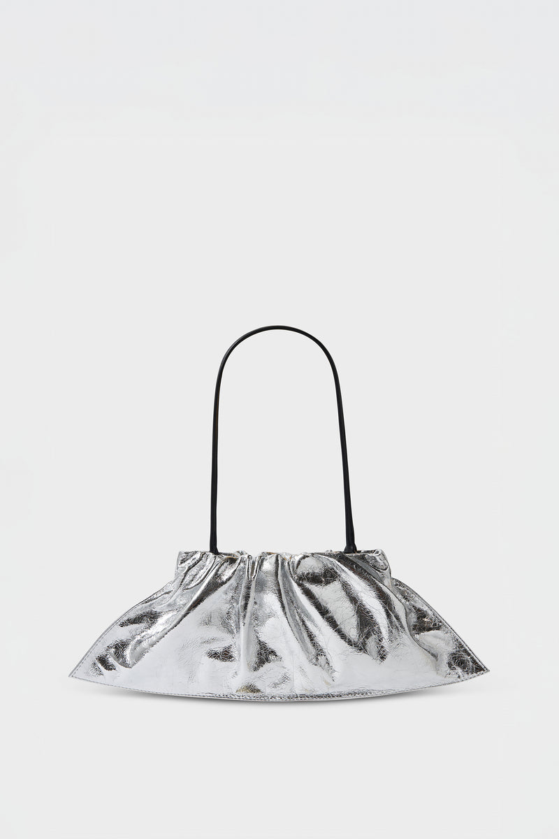 Mini Cloud Clutch Bag in Metallic Silver